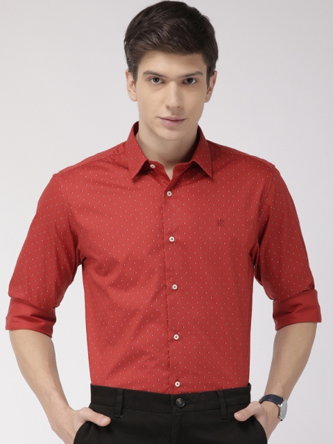 

Raymond Men Rust Red Slim Fit Printed Formal Shirt