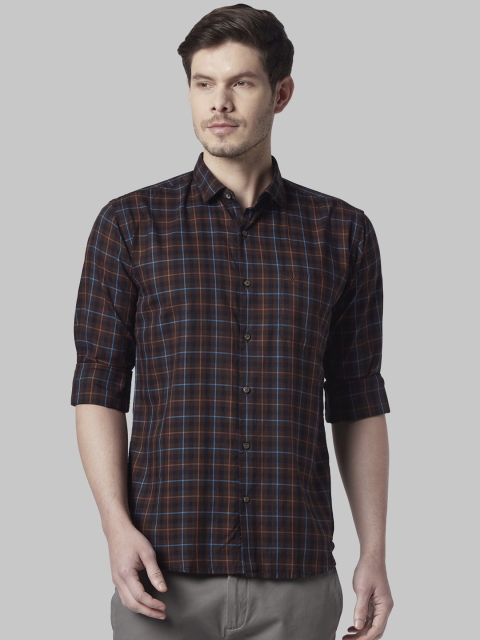 

Park Avenue Men Brown Slim Fit Checked Casual Shirt