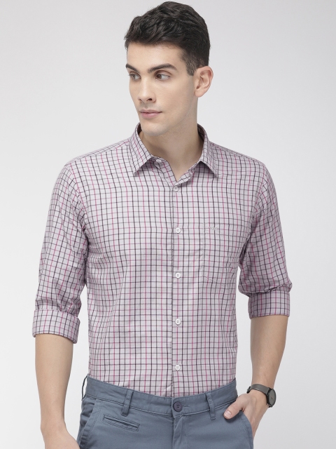 

Park Avenue Men Grey & Pink Slim Fit Checked Smart Casual Shirt
