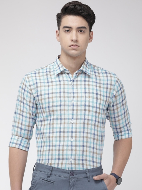 

Park Avenue Men Blue & White Slim Fit Checked Casual Shirt