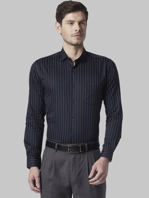 

Park Avenue Men Navy Blue Slim Fit Striped Formal Shirt