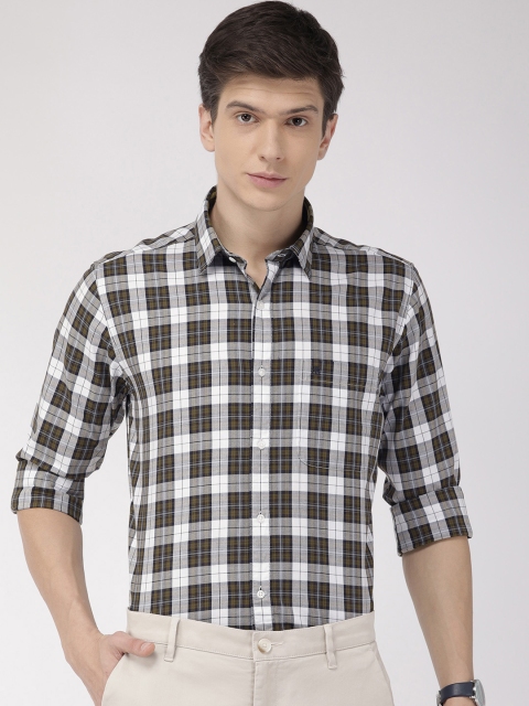 

Raymond Men Olive Green & White Slim Fit Checked Smart Casual Shirt