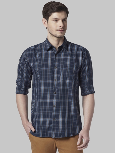 

Park Avenue Men Blue Slim Fit Checked Casual Shirt