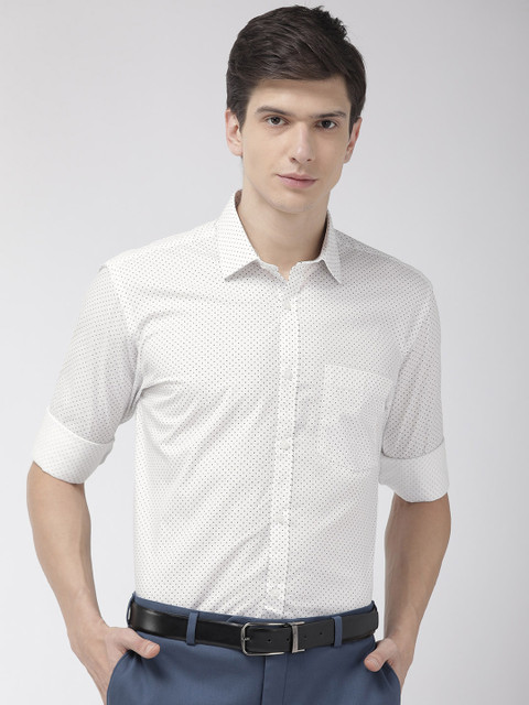 

Park Avenue Men White & Black Slim Fit Printed Formal Shirt