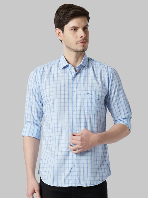 

Park Avenue Men Blue Slim Fit Checked Casual Shirt