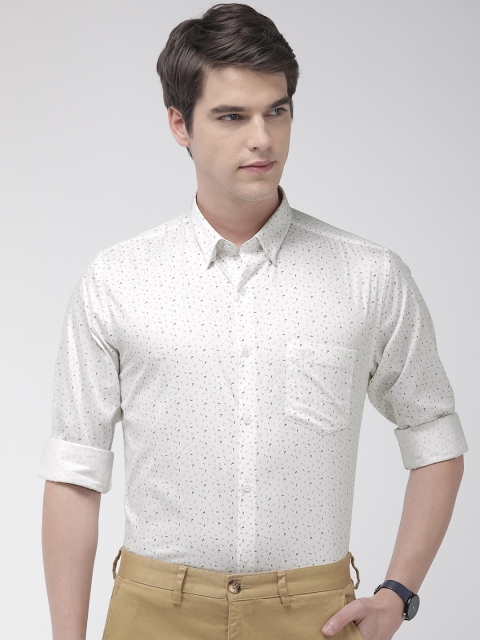 

Park Avenue Men White & Black Slim Fit Printed Casual Shirt