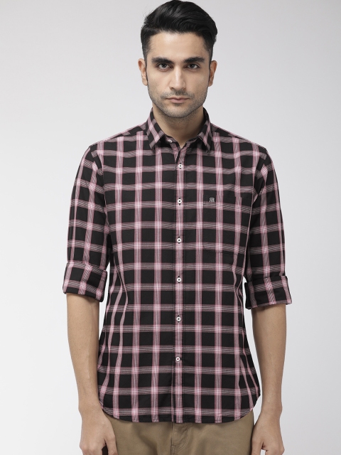 

Raymond Men Black & Pink Slim Fit Checked Casual Shirt