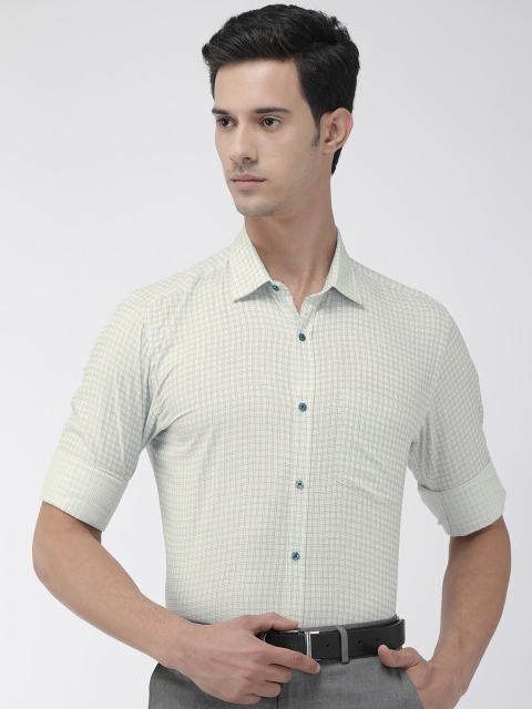

Park Avenue Men Sea Green Slim Fit Checked Formal Shirt
