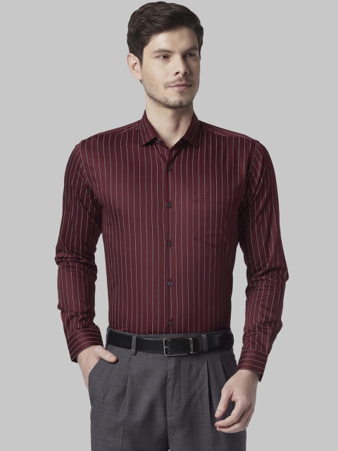 

Park Avenue Men Red Slim Fit Striped Casual Shirt