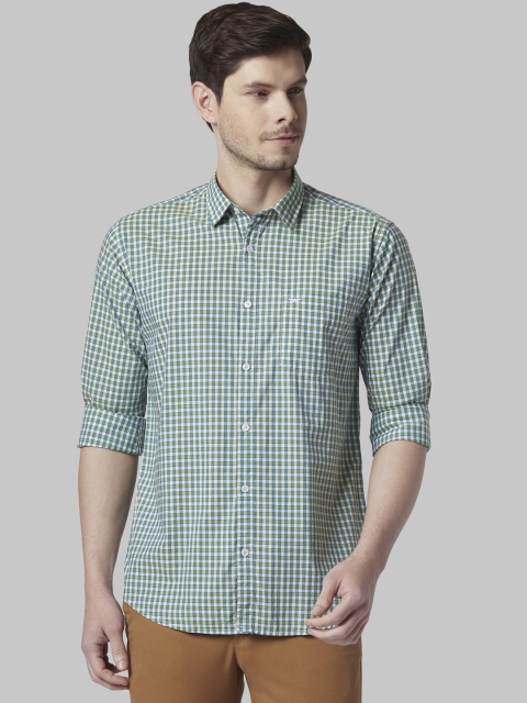 

Park Avenue Men Green Slim Fit Checked Casual Shirt