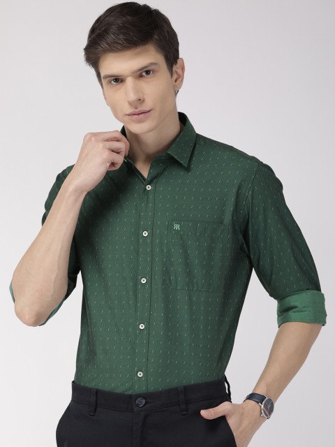 

Raymond Men Green Slim Fit Self Design Formal Shirt