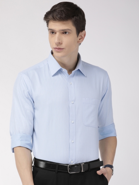 

Raymond Men Blue Slim Fit Self Striped Formal Shirt