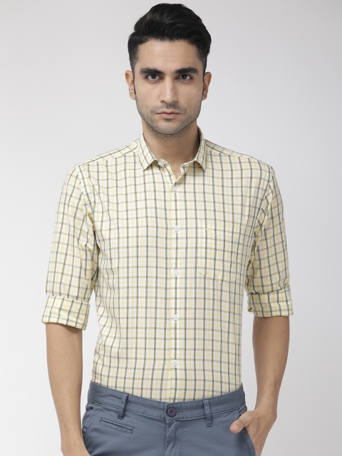 

Park Avenue Men Yellow & White Slim Fit Checked Smart Casual Shirt