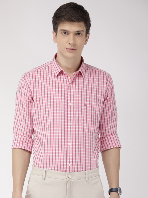 

Raymond Men Pink & White Slim Fit Checked Smart Casual Shirt