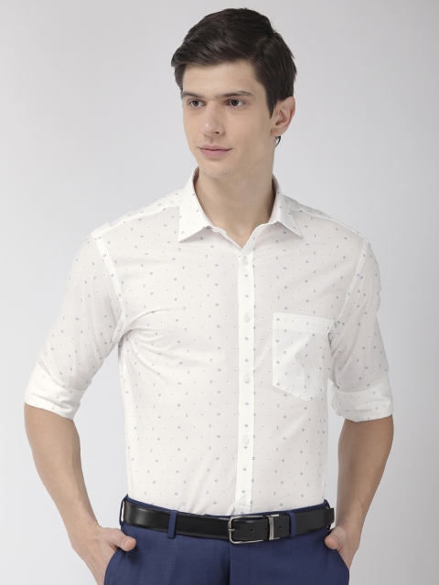 

Park Avenue Men White & Blue Slim Fit Printed Formal Shirt