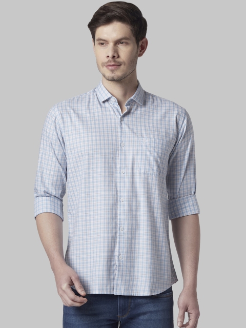 

Park Avenue Men Blue & White Slim Fit Checked Casual Shirt