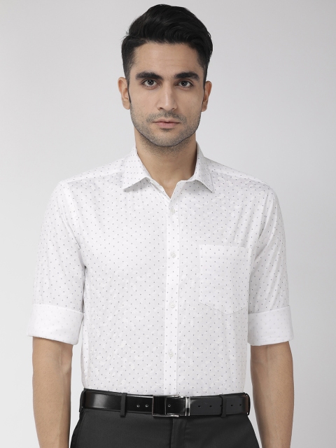 

Park Avenue Men White & Blue Slim Fit Printed Formal Shirt