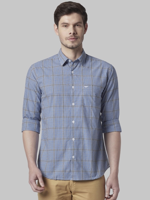 

Park Avenue Men Blue Slim Fit Checked Casual Shirt