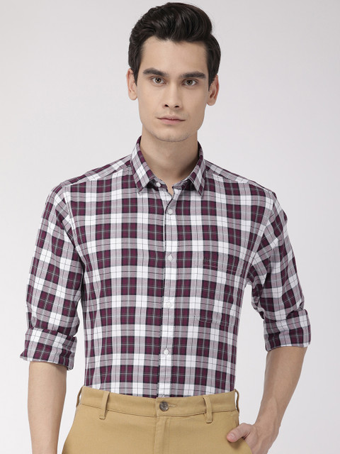 

Raymond Men Maroon & White Slim Fit Checked Smart Casual Shirt