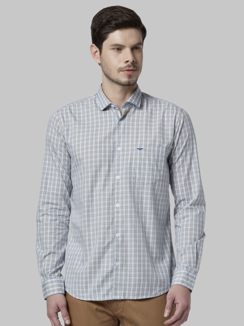 

Park Avenue Men Blue & Beige Slim Fit Checked Casual Shirt