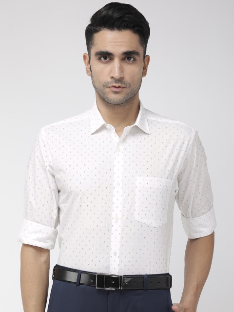 

Park Avenue Men White & Blue Slim Fit Printed Formal Shirt