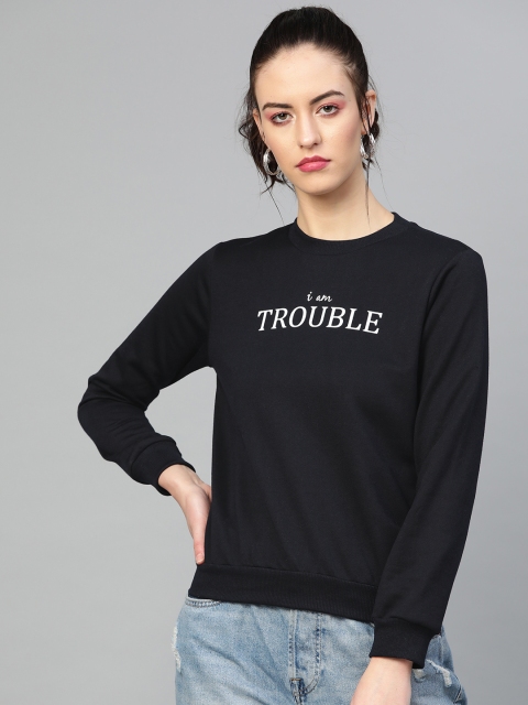 

SASSAFRAS Women Navy Blue Printed Detail Sweatshirt