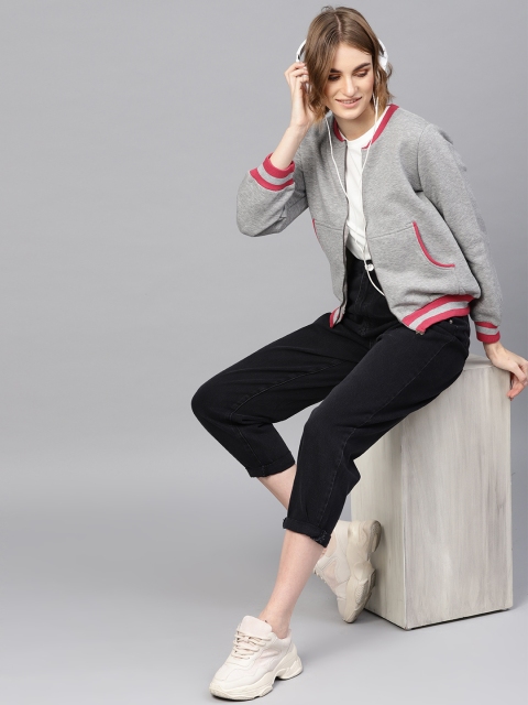 

SASSAFRAS Women Grey Melange Solid Sweatshirt