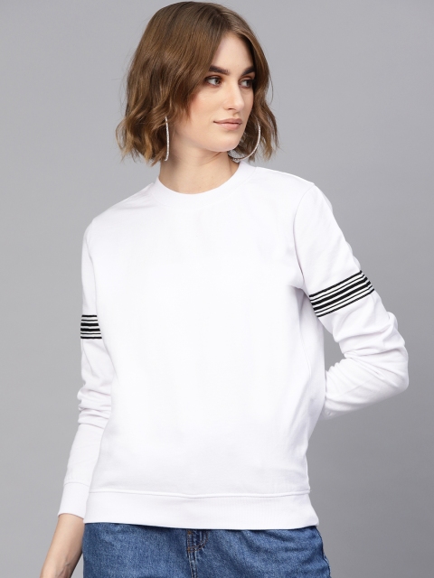 

SASSAFRAS Women White Solid Sweatshirt