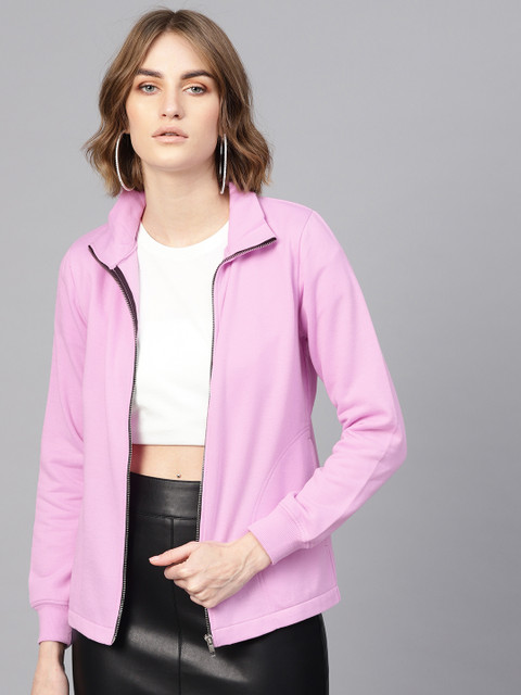 

SASSAFRAS Women Lavender Solid Sweatshirt
