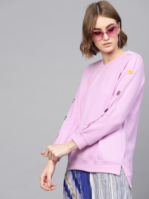 

SASSAFRAS Women Lavender Solid Sweatshirt