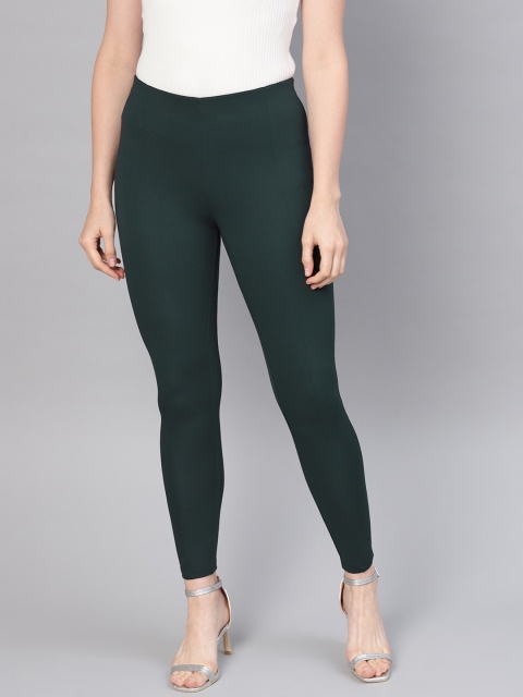 

SASSAFRAS Women Green Solid Treggings