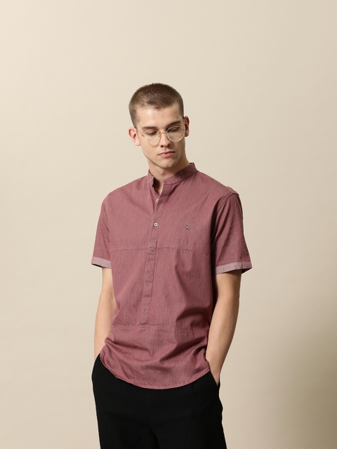 

Mr Bowerbird Men Rust Pink Farsi Relaxed Fit Solid Casual Shirt