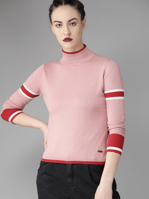 

The Roadster Lifestyle Co Women Dusty Pink Solid Sweater