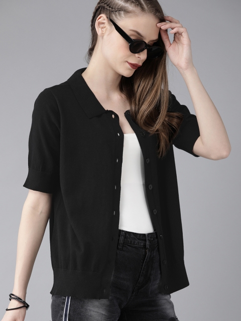 

Roadster Women Black Solid Shirt Style Top