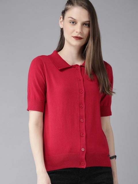 

Roadster Women Red Solid Shirt Style Top