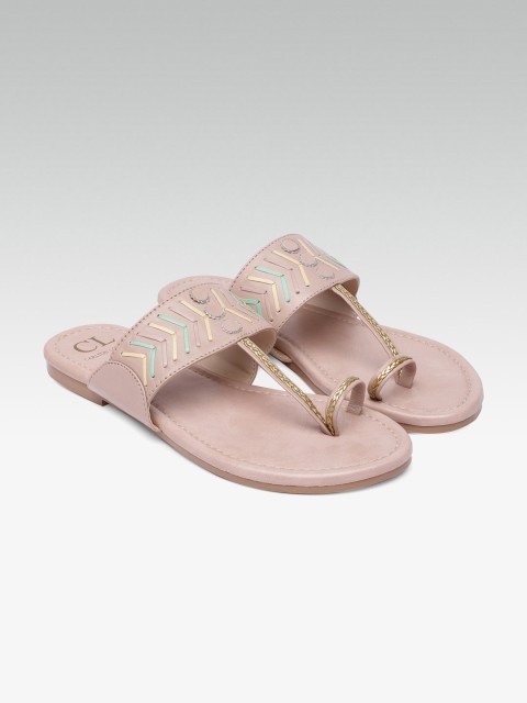 

Carlton London Women Pink Textured Leather One Toe Flats