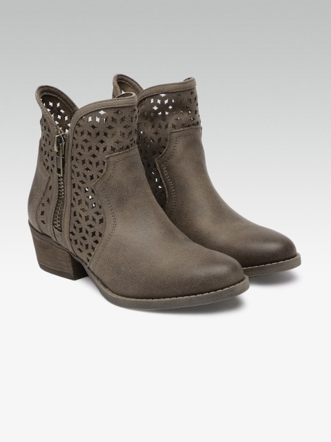 

Carlton London Women Brown Solid High-Top Flat Boots