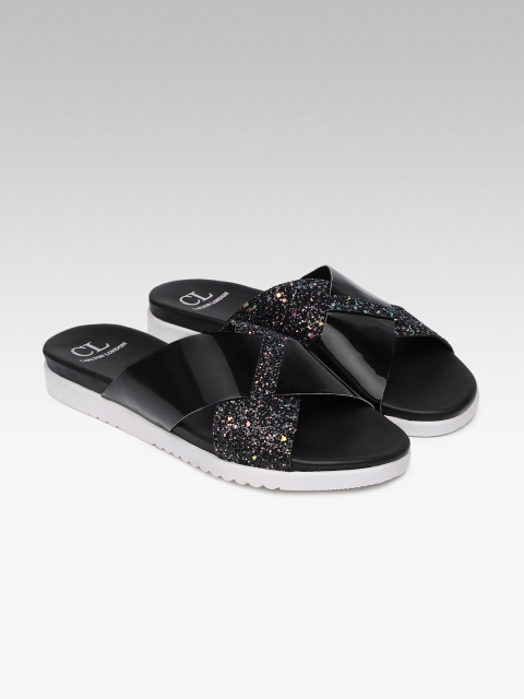 

Carlton London Women Black Embellished Open Toe Flats