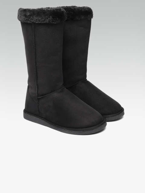 

Carlton London Women Black Solid High-Top Flat Boots