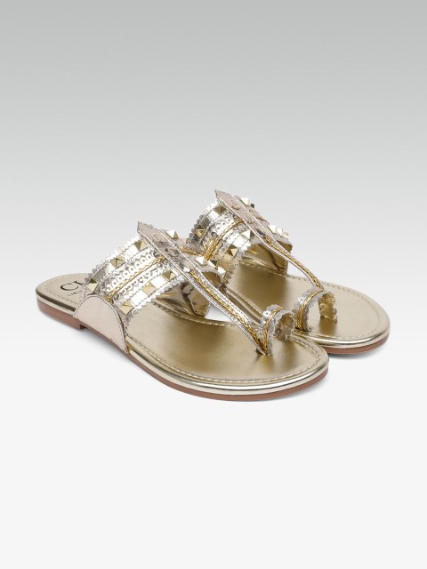 

Carlton London Women Gold & Silver Toned Embellished One Toe Flats