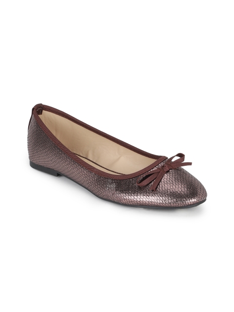 

Allen Solly Women Bronze-Toned Textured Leather Ballerinas