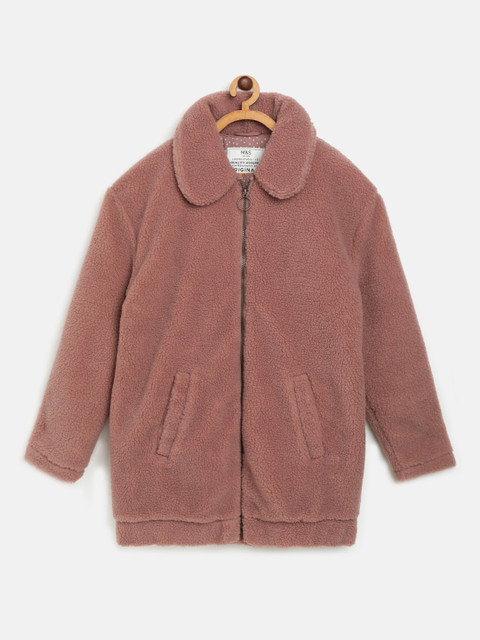 

Marks & Spencer Girls Dusty Pink Solid Faux Fur Tailored Jacket