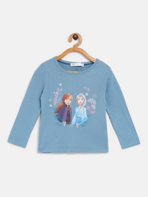 

Marks & Spencer Girls Blue & Purple Frozen Print Round Neck T-shirt