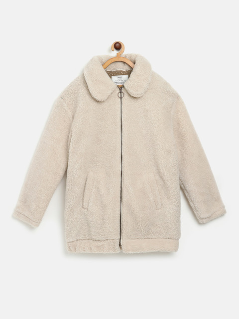 

Marks & Spencer Girls Beige Solid Faux Fur Tailored Jacket