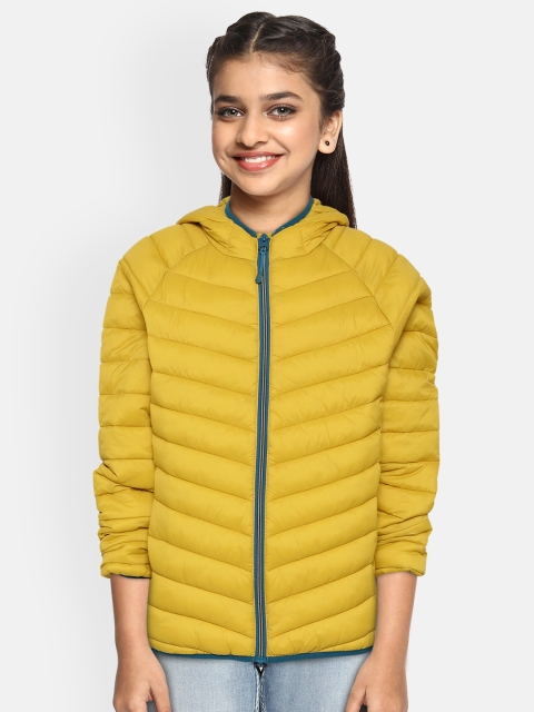 

Marks & Spencer Girls Mustard Yellow Solid Hooded Puffer Jacket
