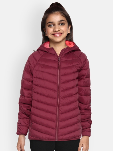 

Marks & Spencer Girls Burgundy Solid Hooded Padded Jacket