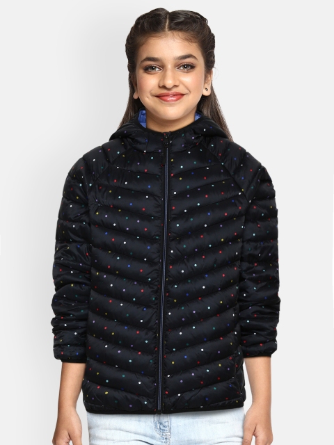 

Marks & Spencer Girls Black Polka Dot Print Hooded Puffer Jacket