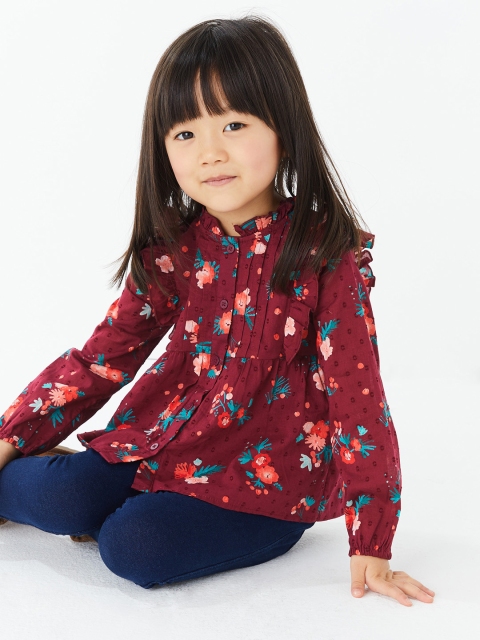 

Marks & Spencer Girls Maroon & Teal Blue Floral Print Top
