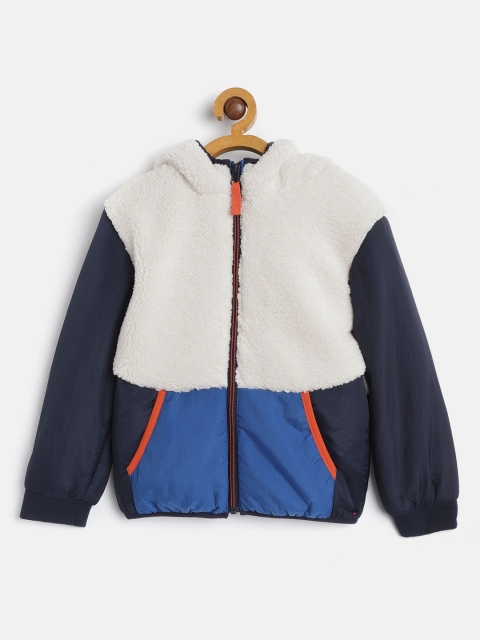 

Marks & Spencer Boys Off-White & Blue Colourblocked Hooded Padded Jacket