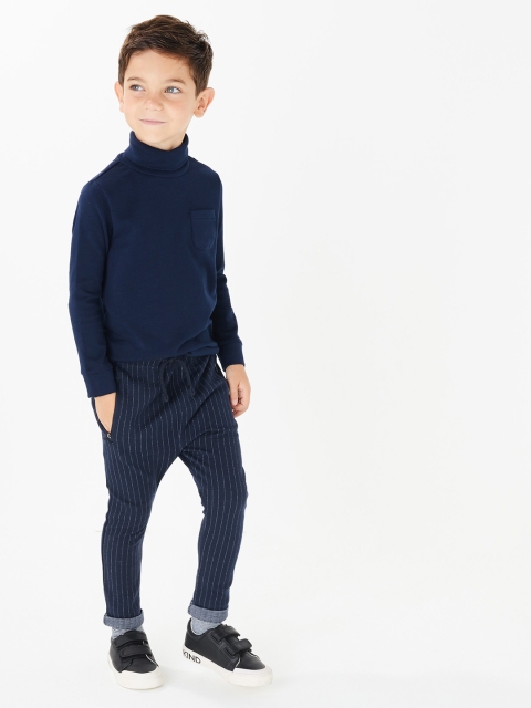 

Marks & Spencer Boys Navy Blue Striped Trousers